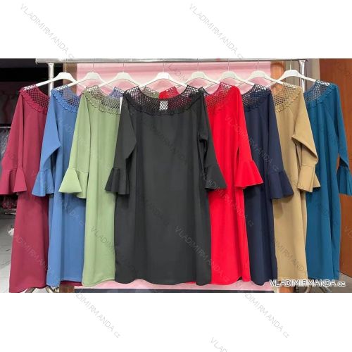Šaty dlouhý rukáv dámské nadrozměr (3XL/4XL ONE SIZE) ITALSKÁ MÓDA IMWQ21213