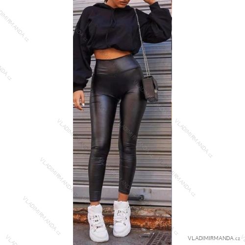 Legíny koženkové zateplené dlouhé dámské (S-M-L-XL) ITALSKÁ MÓDA GONDOLA BLUE IMM213246