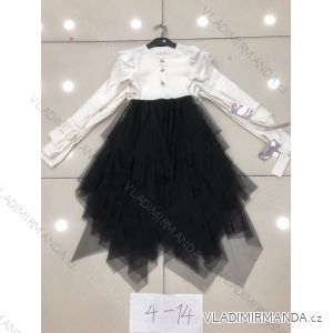 Šaty s tylovou sukní dlouhý rukáv dětské dorost dívčí (4-14 LET) POLSKÁ MÓDA HKW21D0296
