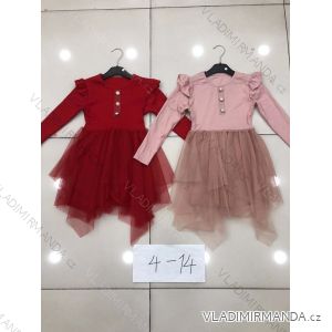 Šaty s tylovou sukní dlouhý rukáv dětské dorost dívčí (4-14 LET) POLSKÁ MÓDA HKW21D0295