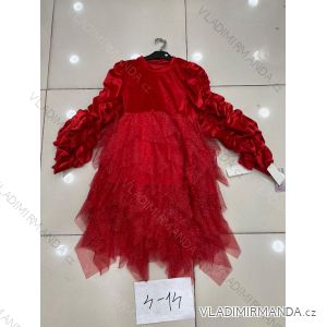 Šaty s tylovou sukní dlouhý rukáv dětské dorost dívčí (4-14 LET) POLSKÁ MÓDA HKW21D0277