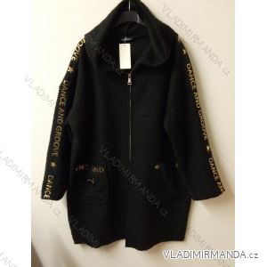 Kabát beránek dlouhý rukáv na zip s kapucí dámská (UNI XL/2XL) ITALSKÁ MÓDA IMWG20222/DR