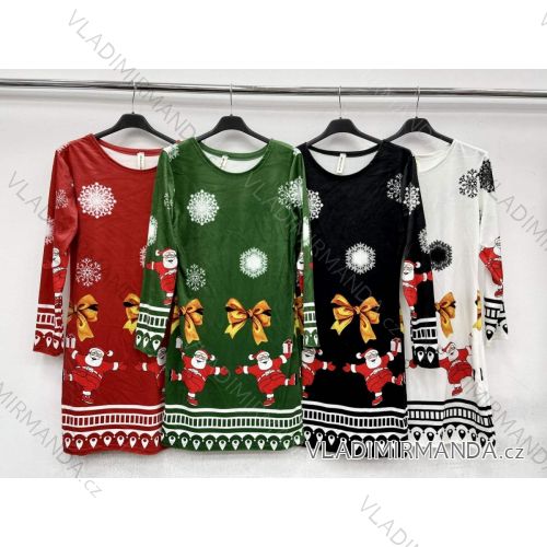 Šaty vánoční sametové dlouhý rukáv dámské (S/M ONE SIZE) ITALSKÁ MÓDA IMWC217966