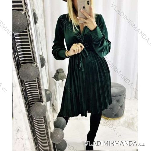 Šaty sametové dlouhý rukáv dámské (S/M ONE SIZE) ITALSKÁ MÓDA IMWA217998