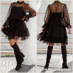 Šaty elegantní dlouhý rukáv dámské (S/M ONE SIZE) ITALSKÁ MÓDA IMWG218037