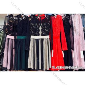 Šaty krajkové dlouhý rukáv dámské (S/M ONE SIZE) ITALSKÁ MÓDA IMWA218040