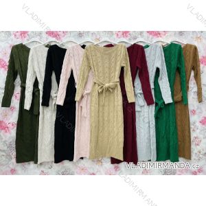 Šaty pletené teplé dlouhý rukáv dámské (S/M ONE SIZE) ITALSKÁ MÓDA IMWG21G20002