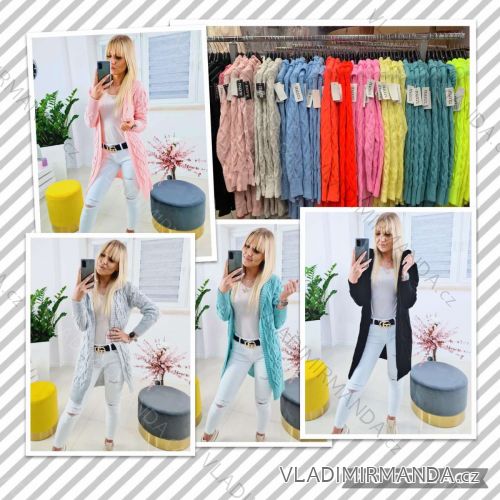 Cardigan pletený dlouhý rukáv dámský (S/M ONE SIZE) ITALSKÁ MÓDA IMWB21B28027