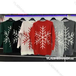 Svetr pletený teplý vánoční dlouhý rukáv dámský (S/M ONE SIZE) ITALSKÁ MÓDA IMWD21D20013