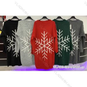 Šaty pletené vánoční dlouhý rukáv dámské (S/M ONE SIZE) ITALSKÁ MÓDA IMWD21D20014