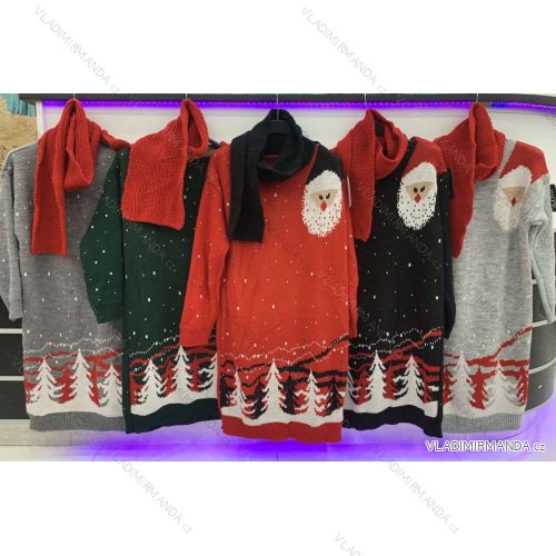 Šaty pletené vánoční dlouhý rukáv dámské (S/M ONE SIZE) ITALSKÁ MÓDA IMWD21D20024