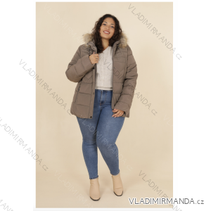 Kabát dámský nadrozměr (XL-4XL) FRANCOUZSKÁ MÓDA FMPG218702B-TAUPE