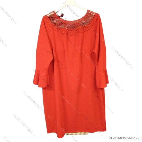 Šaty dlhý rukáv dámske nadrozmer (3XL/4XL ONE SIZE) TALIANSKA MÓDA IMWQ21213 červená