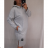 Šaty dlouhý rukáv s kapucí dámské (2xl/3xl ONE SIZE) ITALSKÁ MODA IM421588/DR Gray 2XL / 3XL ONE SIZE