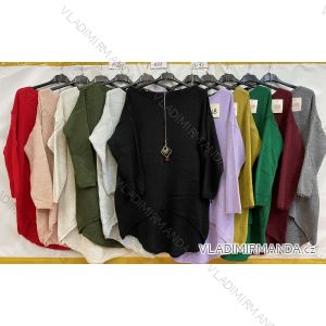 Svetr oversize s příveskem dlouhý rukáv dámský nadrozměr (2XL/3XL ONE SIZE) ITALSKÁ MÓDA IM4212741