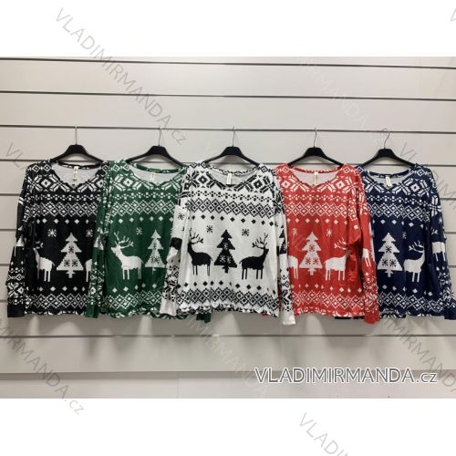 Tričko vianočné dlhý rukáv dámske (S/M ONE SIZE) TALIANSKA MÓDA IMWY22228