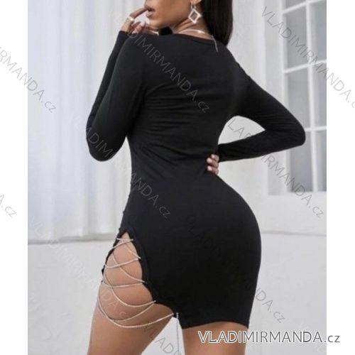Šaty mini dlouhý rukáv dámské (S/M ONE SIZE) ITALSKÁ MÓDA IMWC218149