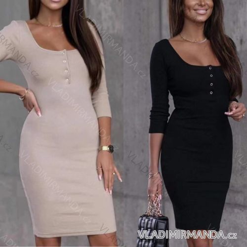 Šaty dlouhý rukáv dámské (S/M ONE SIZE) ITALSKÁ MÓDA IMWM218171
