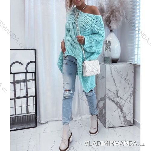 Sveter pletený predĺžený dlhý rukáv dámsky (S/M ONE SIZE) TALIANSKA MÓDA IMWC218195