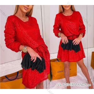 Šaty elegantní společenské třpytivé dlouhý rukáv dámské (S/M ONE SIZE) ITALSKÁ MÓDA IMWA218212