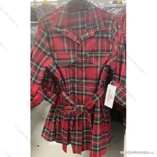 Šaty elegantní košilové s páskem dlouhý rukáv dámské (S/M ONE SIZE) ITALSKÁ MÓDA IMM211621