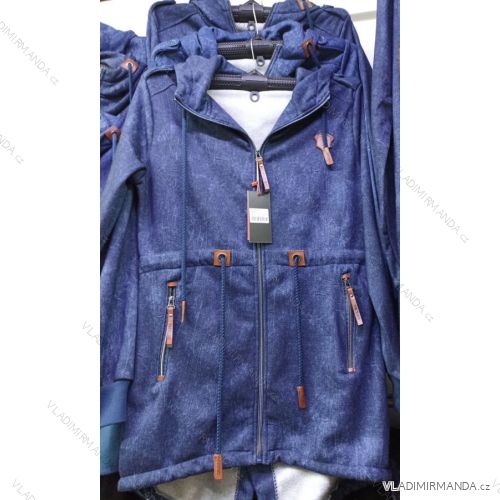 Mikina na zip prodloužená riflová dlouhý rukáv dámská (M-2XL) MissRJ DTF21KT-071
