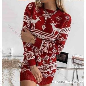 Šaty pletené teplé vánoční dlouhý rukáv dámské (S/M ONE SIZE) ITALSKÁ MÓDA IMWK21689