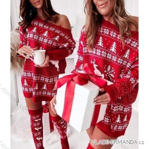 Šaty pletené teplé vánoční dlouhý rukáv dámské (S/M ONE SIZE) ITALSKÁ MÓDA IMWK21697