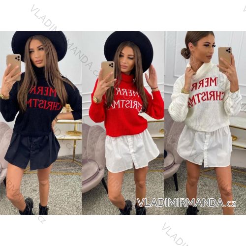 Sveter vianočné rolák dlhý rukáv dámsky (S / M ONE SIZE) TALIANSKÁ MÓDA IMWY217888