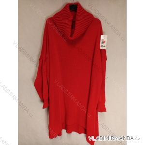 Svetr/Šaty dlouhý pletený s rolákem dlouhý rukáv dámský nadrozměr (4XL/5XL ONE SIZE) ITALSKÁ MÓDA IM4212781