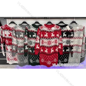 Šaty pletené vánoční dlouhý rukáv dámské (S/M ONE SIZE) ITALSKÁ MÓDA IMWD224014