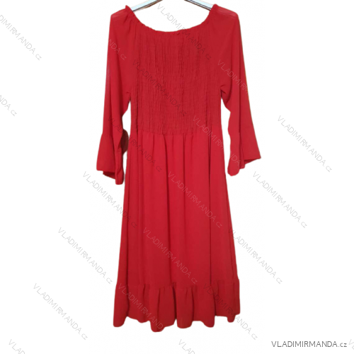 Šaty dlouhý rukáv dámské nadrozměr (XL/2XL ONE SIZE) ITALSKÁ MÓDA IMWQ21238 červená xl/2xl one size