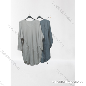 Šaty úpletové dlouhý rukáv dámský nadrozměr (3XL ONE SIZE) ITALSKÁ MÓDA IM821034