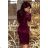 170-10 Lace dress with long sleeves and a neckline - dark plum
