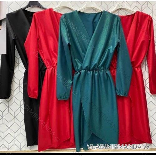 Šaty elegantní dlouhý rukáv dámské (S/M ONE SIZE) ITALSKÁ MÓDA IMWC22020