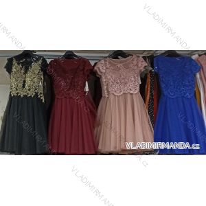 Šaty elegantné plesové krátky rukáv čipkové dámske (S/M ONE SIZE) TALIANSKA MóDA IM922004