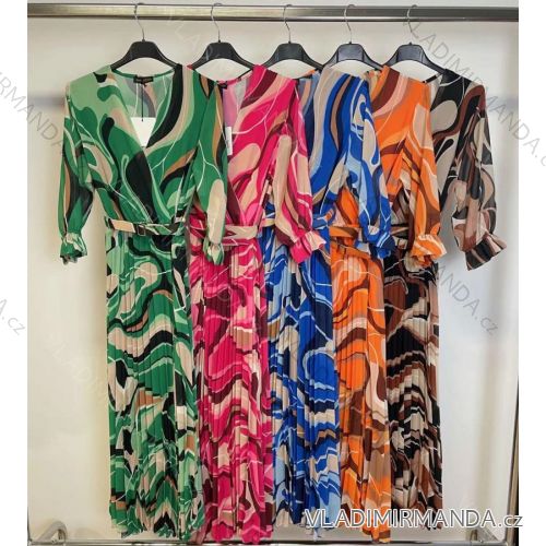 Šaty elegantní 3/4 dlouhý rukáv dámské (S/M ONE SIZE) ITALSKÁ MÓDA IMM22020