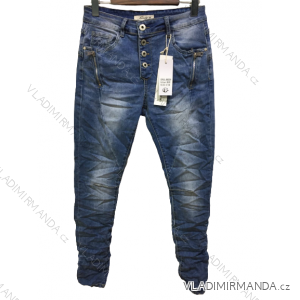 Rifle jeans baggy dlouhé dámské na knoflíky (XS-XL) JEWELLY JEW22JW2229/DR