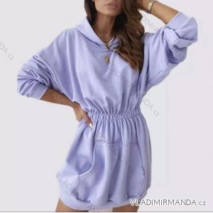 Šaty mikinové bavlněné dlouhý rukáv dámské (S/M ONE SIZE) ITALSKÁ MÓDA IMWK22156