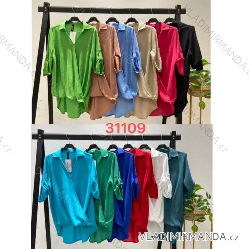 Tunika košilová 3/4 rukáv dámská (S/M ONE SIZE) ITALSKÁ MÓDA IMM22123