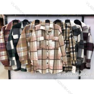 Kabátek flanel dlouhý rukáv dámský (S/M ONE SIZE) ITALSKÁ MÓDA IMWE22249