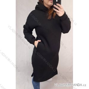 Šaty mikinové s kapucí dlouhý rukáv dámské (S-2XL) ITALSKÁ MÓDA IMP23011
