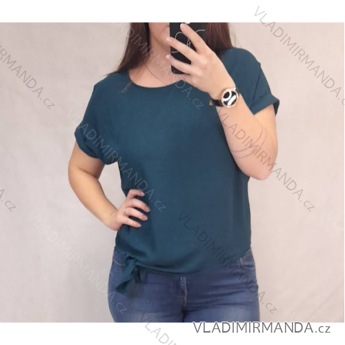 Tunika halenka krátký rukáv dámská (M/L ONE SIZE) ITALSKÁ MÓDA IMD21190/DR M/L petrolejová