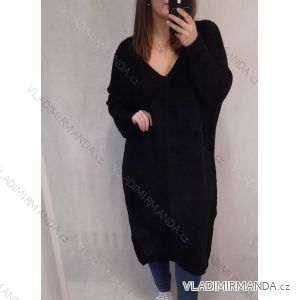 Šaty pletené dlouhý rukáv dámský nadrozměr (3XL/4XL ONE SIZE) ITALSKÁ MÓDA IM821028