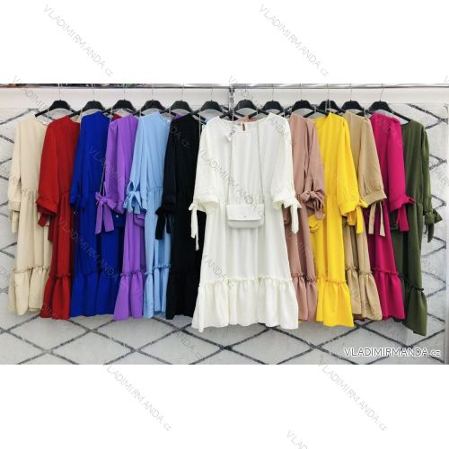 Šaty 3/4 rukáv s kabelkou dámske (S/M ONE SIZE) TALIANSKA MÓDA IMWD22495