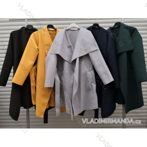 Kabát střední flaušový dlouhý rukáv dámský (S/M ONE SIZE) ITALSKÁ MÓDA IMWY21492 Růžová