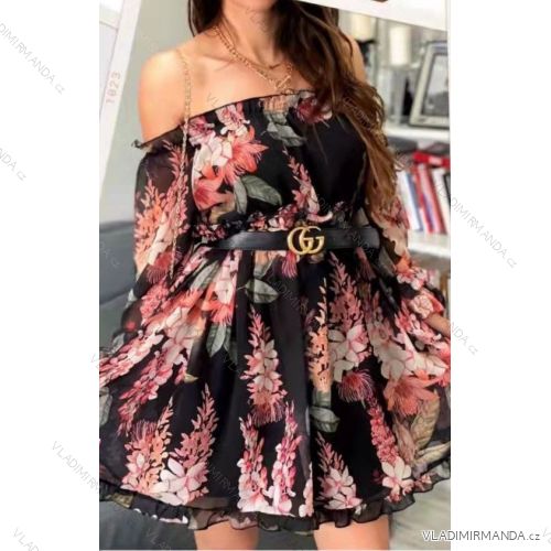 Šaty letní šifonové carmen dámské (S/M ONE SIZE) ITALSKÁ MÓDA IMWY22597