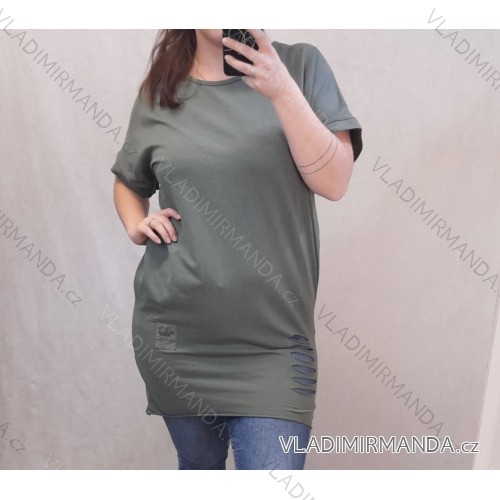 Šaty oversize krátký rukáv dámské nadrozměr (2XL/3XL ONE SIZE) ITALSKá MóDA IM722010 <p>khaki</p> 2XL/3XL
