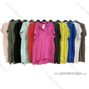 Šaty s kapucí krátký rukáv dámská nadrozměr (2XL/3XL ONE SIZE) ITALSKá MóDA IM422300