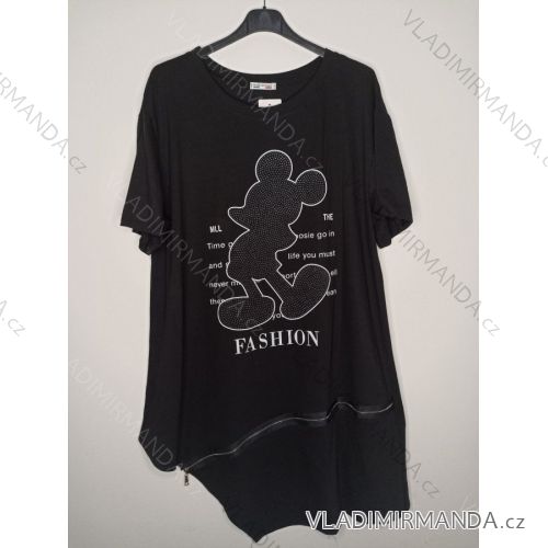 Šaty volnočasové krátký rukáv dámské nadrozměr (2XL/3XL ONE SIZE) ITALSKÁ MODA IMB22502